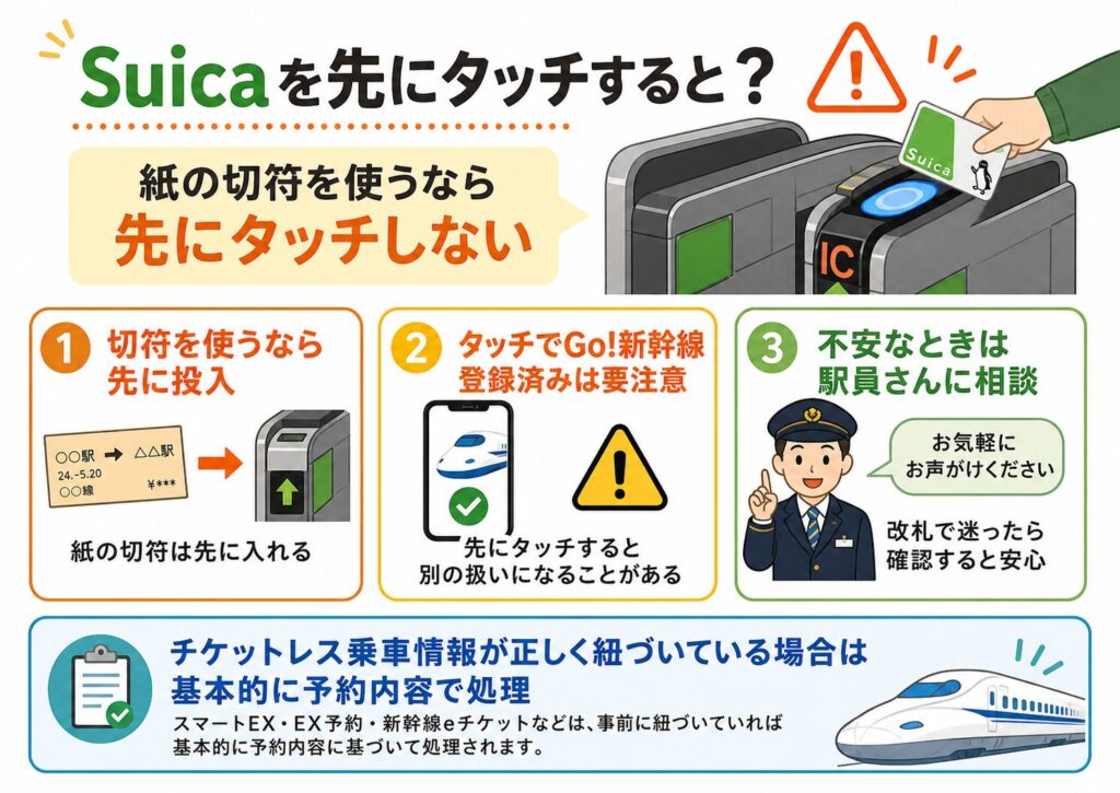 Suicaと切符を併用するときの改札での順番