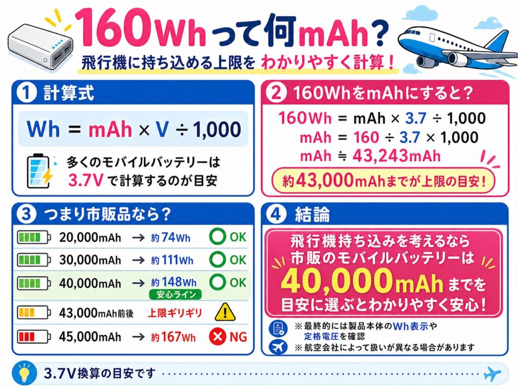 160Whって何mAh？