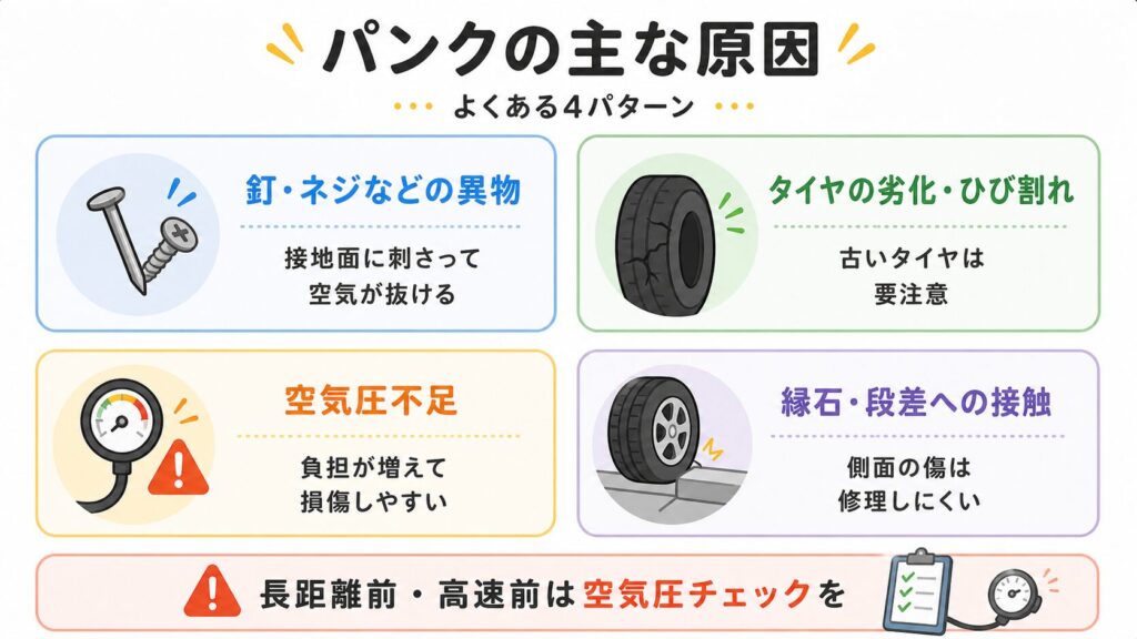 パンクが起こる主な原因